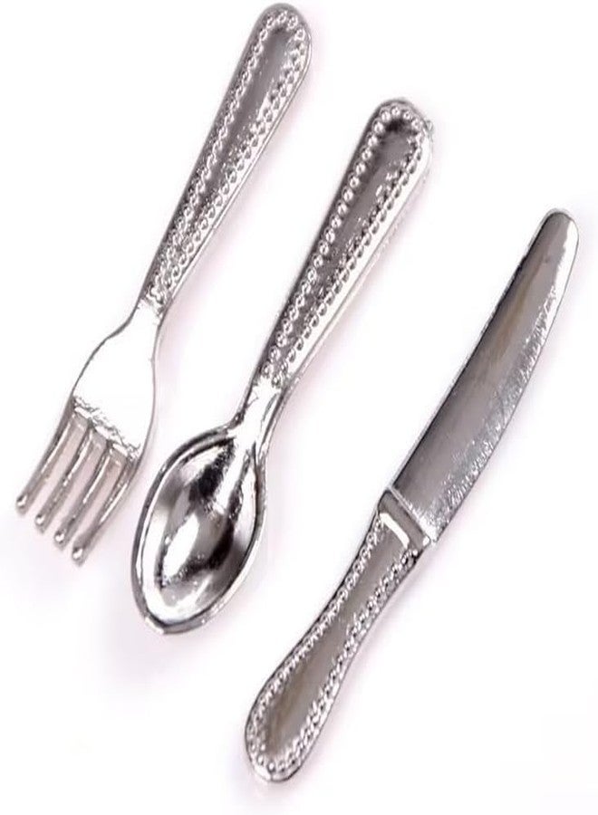 Zenarao 12-Piece 1/12 Scale Silver Miniature Cutlery Set - Stainless Steel Dollhouse Accessories for Cupcake Decorations and Model Displays (0.8" Tiny Forks/Spoons) - Image 5